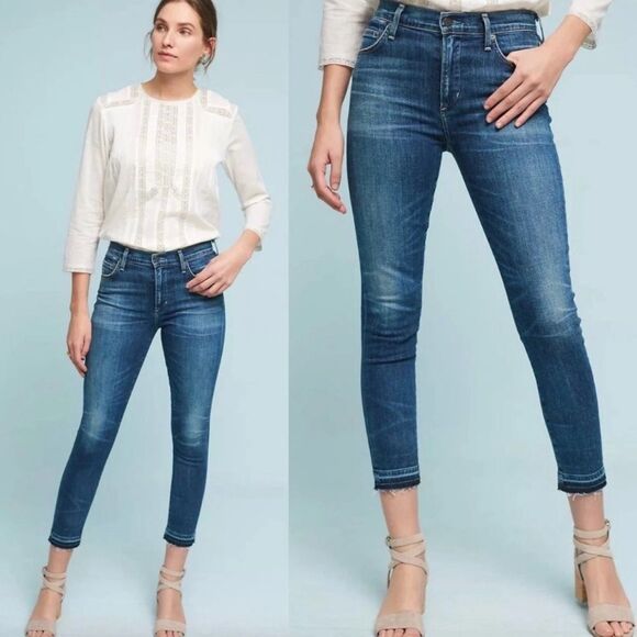 Citizens of Humanity Jeans Rocket Crop High Rise Skinny Raw Hem Stretch Size 28 - Picture 1 of 12